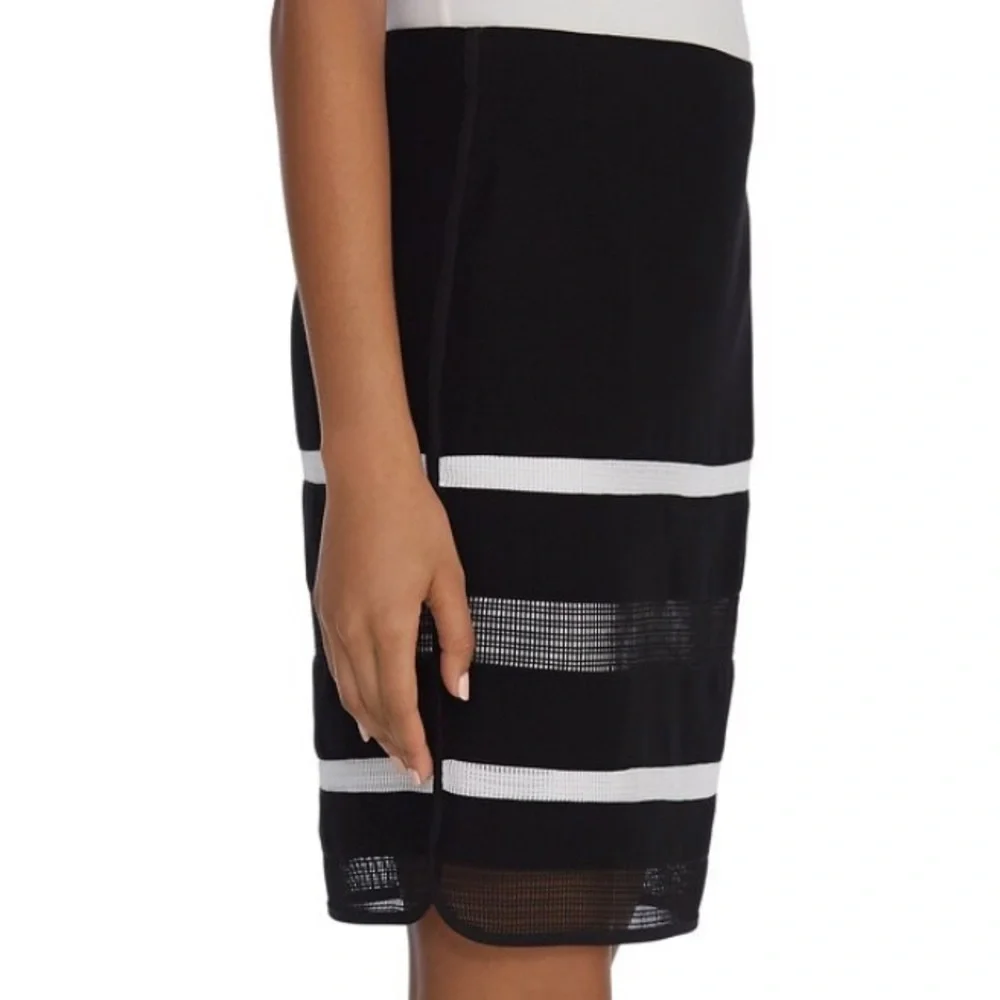 Black and white skirt Mesh Stripe Black Pencil - Picture 13 of 13